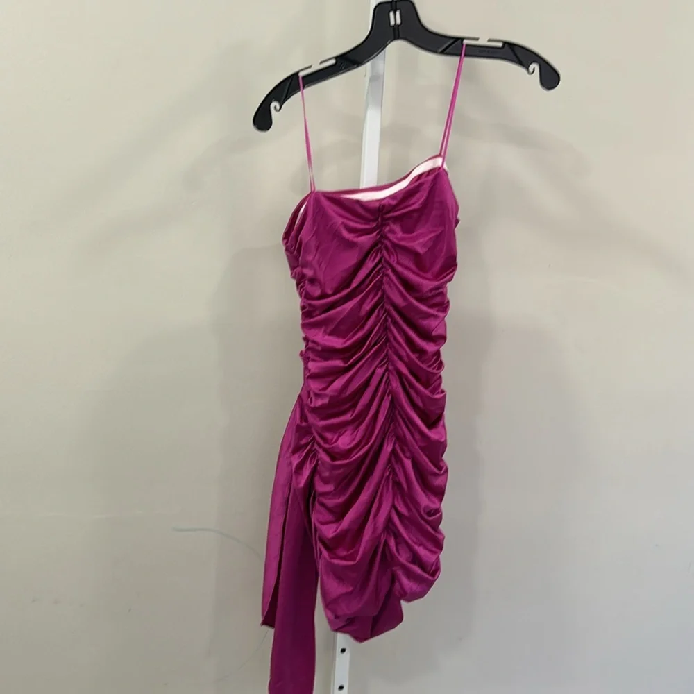 Amanda Uprichard Jersey Anja Mini Dress in Fuchsia - Picture 7 of 8